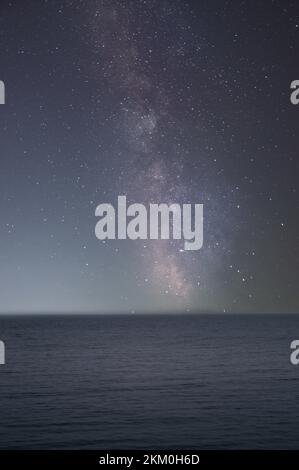 milky way on the sea landscape. milky way galaxy nebula on the night. Stock Photo