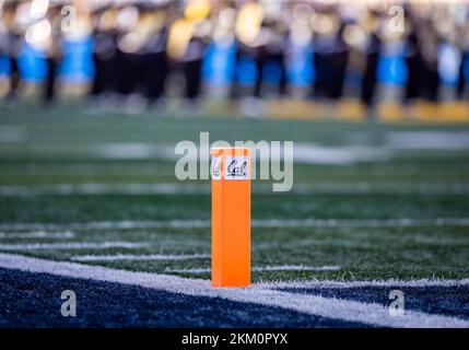 November 25 2022 Berkeley, CA U.S.A. California touchdown pylon during NCAA Football game between UCLA Bruins and California Golden Bears. UCLA beat California 35-28 at California Memorial Stadium Berkeley Calif. Thurman James/CSM Credit: Cal Sport Media/Alamy Live News Stock Photo