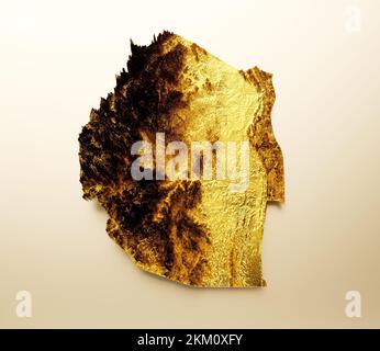 The map of Eswatini from golden metal isolated on a pastel background Stock Photo