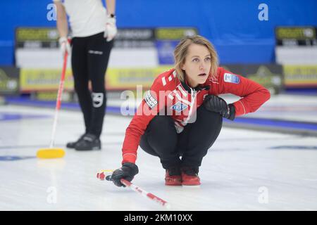 Ostersund, Sweden. 26th Nov, 2022. Denmarks skipper Madeleine Dupont during the women's gold medal game between Denmark and Switzerland at the European Curling Championships held at Ostersund Arena, Ostersund, Sweden November 26, 2022.Photo: Mats Andersson / TT / kod 62210 Credit: TT News Agency/Alamy Live News Stock Photo