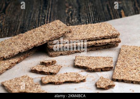 crispy rye bread, healthy foods made from rye flour, thin and crispy bread Stock Photo