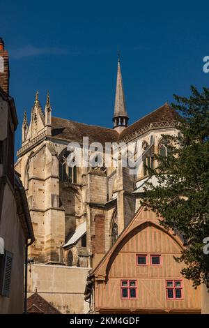 The church of Saint-Germain d’Auxerre in the old town of Auxerre, France Stock Photo