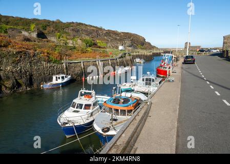 Historic fishing harbour at Amlwch on the coast of Anglesey, North Wales. Stock Photo