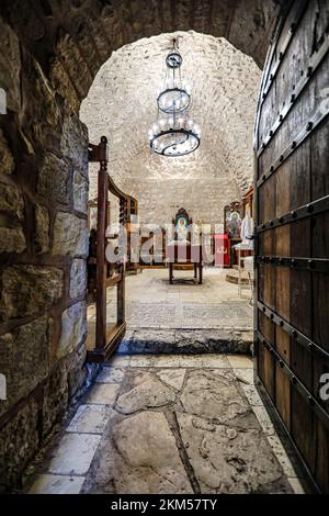 High Quality photos from baptism in very old church in Jordan Stock Photo