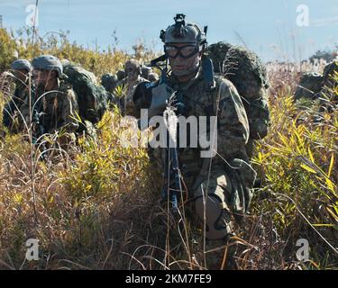 Shinto, Japan. 26th Nov, 2022. Member of Japan Ground Self-Defense Force's 1st Airborne Brigade take part in the United Kingdom and Japan joint military exercise 'Vigilant Isles' at Somagahara Maneuver Area in Gunma-Prefecture, Japan on Saturday, November 26, 2022. Photo by Keizo Mori/UPI Credit: UPI/Alamy Live News Stock Photo