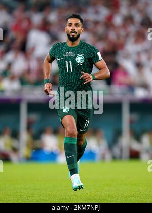 Saudi Arabia's Saleh Al-Shehri during the FIFA World Cup Group C match at the Education City Stadium in Doha, Qatar. Picture date: Saturday November 26, 2022. Stock Photo