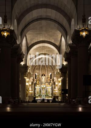 Nave and altar of the Crypt of the Parish of Santa Maria la Real de la Almudena in the center of Madrid Stock Photo