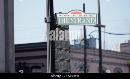 The Strand in the historic district of Galveston - GALVESTON, UNITED STATES - NOVEMBER 03, 2022 Stock Photo