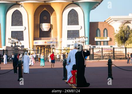 MUTRAH, MUSCAT, OMAN - NOVEMBER 14, 2022: Al Alam Sultan Palace in Muscat, Oman. Arabian Peninsula. Stock Photo