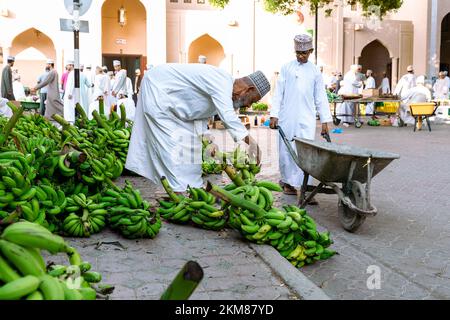 Nizwa Goat Market.Traditional fruits and vegetables bazaar in Nizwa, Oman. Stock Photo