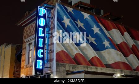 Police station at Beale Street in Memphis - the home of Blues and Rock Music - MEMPHIS, UNITED STATES - NOVEMBER 07, 2022 Stock Photo