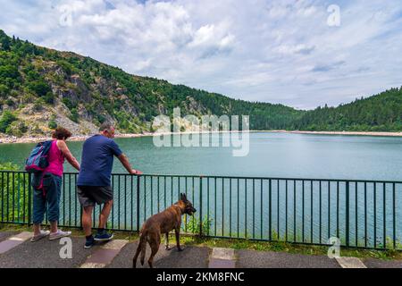 Vosges (Vogesen) Mountains: lake Lac Blanc (Weißer See, White Lake) in Alsace (Elsass), Haut-Rhin (Oberelsass), France Stock Photo