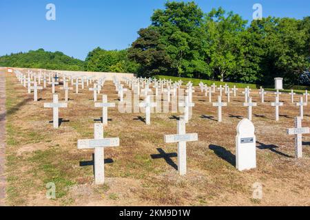 Vosges (Vogesen) Mountains: war cemetery at Hartmannswillerkopf (Vieil Armand, Hartmannsweiler Kopf), national monument of World War I for the fightin Stock Photo