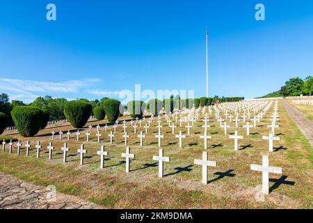 Vosges (Vogesen) Mountains: war cemetery at Hartmannswillerkopf (Vieil Armand, Hartmannsweiler Kopf), national monument of World War I for the fightin Stock Photo