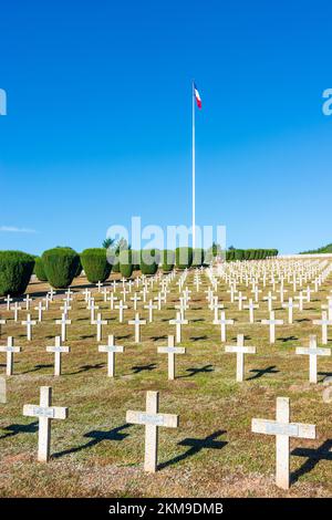 Vosges (Vogesen) Mountains: war cemetery at Hartmannswillerkopf (Vieil Armand, Hartmannsweiler Kopf), national monument of World War I for the fightin Stock Photo