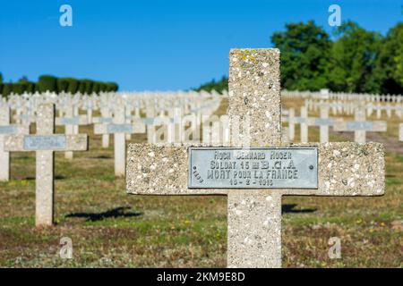 Vosges (Vogesen) Mountains: war cemetery at Hartmannswillerkopf (Vieil Armand, Hartmannsweiler Kopf), national monument of World War I for the fightin Stock Photo