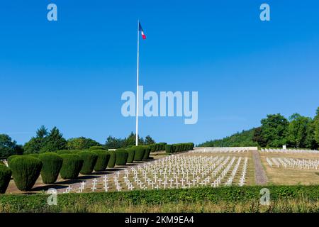 Vosges (Vogesen) Mountains: war cemetery at Hartmannswillerkopf (Vieil Armand, Hartmannsweiler Kopf), national monument of World War I for the fightin Stock Photo