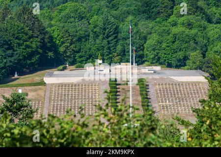 Vosges (Vogesen) Mountains: war cemetery at Hartmannswillerkopf (Vieil Armand, Hartmannsweiler Kopf), national monument of World War I for the fightin Stock Photo