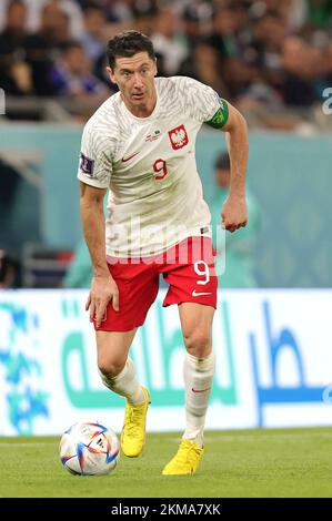 Doha, Katar. 26th Nov, 2022. firo : 26.11.2022, Football, Soccer, FIFA WORLD CUP 2022 QATAR, World Cup 2022 Qatar, World Cup 2022 Qatar, Group stage, Group C, Game 22, Poland - Saudi Arabia Robert LEWANDOWSKI, Poland, individual action Credit: dpa/Alamy Live News Stock Photo