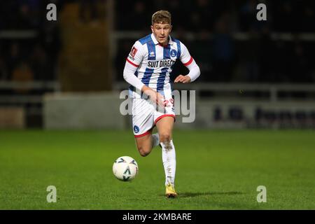 Hartlepool United's Louis Stephenson during the FA Cup Second Round match between Hartlepool United and Harrogate Town at Victoria Park, Hartlepool on Saturday 26th November 2022. (Credit: Mark Fletcher | MI News) Credit: MI News & Sport /Alamy Live News Stock Photo