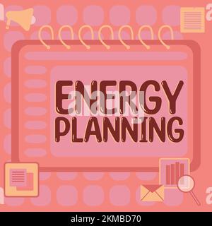 Text caption presenting Energy Planning. Word for making of a strategy and plan for the consumption of energy Stock Photo