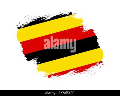 Flag of uganda on white stroke brush background Stock Photo - Alamy