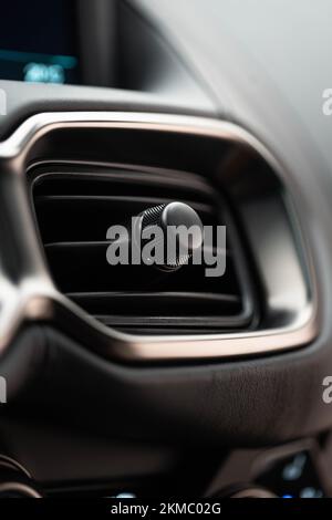 A vertical closeup of an Aston Martin Vantage air conditioner Stock Photo