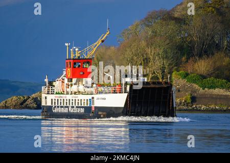 Loch Striven is a ferry operated by Caledonian MacBrayne between Oban and the Isle of Lismore in Scotland. Stock Photo