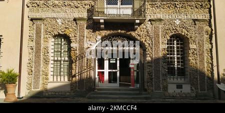 Pisan palace of the botanical garden covered entirely with shells in tuscany Stock Photo