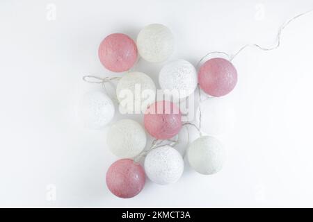 Christmas garland, in pastel colors, isolated on white background. Christmas background. Christmas and New Years concept. Copy space Stock Photo