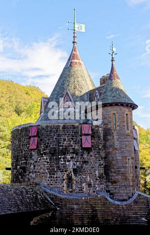 Castell Coch or Castle Coch - The Red Castle, Tongwynlais, Cardiff, Wales, United Kingdom, Europe - 15th of October 2022 Stock Photo