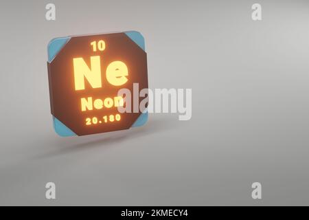 Beautiful abstract illustrations Standing black and fire Neon  element of the periodic table. Modern design with golden elements, 3d rendering illustr Stock Photo
