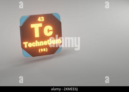 3d render of atom structure of technetium isolated over white ...