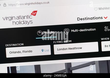 Virgin Atlantic Holidays website Stock Photo