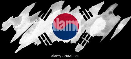 Abstract symbol of the flag Korea on a black background Stock Photo