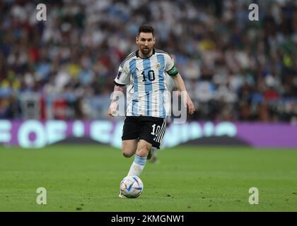 Lusail Iconic Stadium, Lusail, Qatar. 26th Nov, 2022. FIFA World Cup Football, Argentina versus Mexico; Lionel Messi of Argentina Credit: Action Plus Sports/Alamy Live News Stock Photo