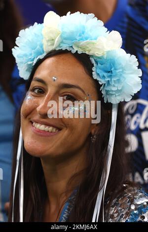 Doha, Qatar. 26th Nov, 2022. An Argentina fan looks on during the 2022 FIFA World Cup Group C match at Lusail Stadium in Doha, Qatar on November 26, 2022. Photo by Chris Brunskill/UPI Credit: UPI/Alamy Live News Stock Photo