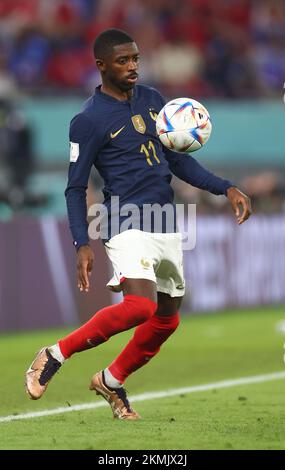 Doha, Qatar, 26th November 2022.  Ousmane Dembele of France during the FIFA World Cup 2022 match at Stadium 974, Doha. Picture credit should read: David Klein / Sportimage Stock Photo