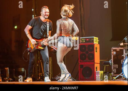 Alessandra Amoroso on stage during the Italian singer Music Concert  Alessandro Amoroso Tutto Accade Tour 2022 on November 26, 2022 at the  PalaInvent - Jesolo Tourism Palace in Jesolo, Italy (Photo by