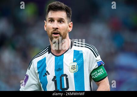 Lusail, Qatar. 27th Nov, 2022. Lionel Messi of Argentina during the FIFA World Cup Qatar 2022 Group C match between Argentina and Mexico at Lusail Stadium in Lusail, Qatar on November 26, 2022 (Photo by Andrew Surma/ Credit: Sipa USA/Alamy Live News Stock Photo