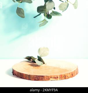 Concept scene stage showcase, product, promotion sale, presentation, beauty cosmetic. Wooden stand studio empty. Stock Photo