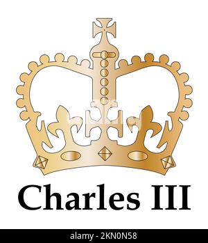 The UK crown with the legend Charles III Stock Photo