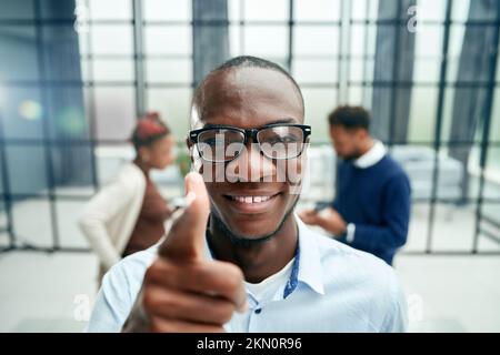 confident business man pointing at you. close-up. Stock Photo