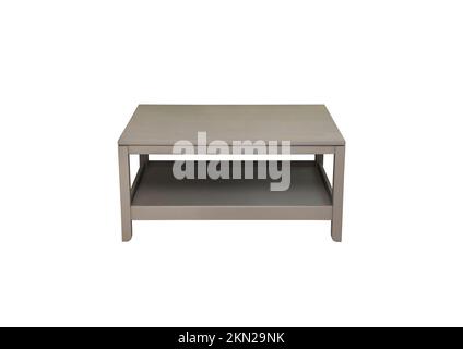 Gray wooden coffee table on a white background Stock Photo