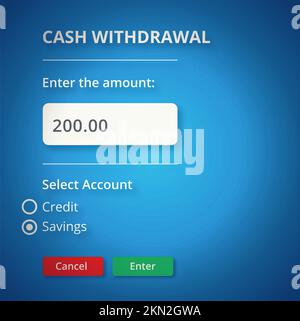 A banking user interface showing a cash withdrawal - ALL design on this image is created from scratch by Yuri Arcurs team of professionals for this Stock Photo