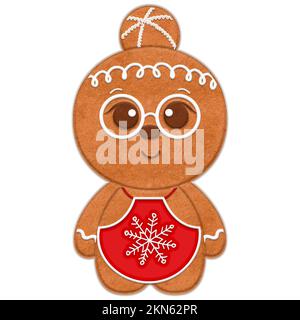 Cute Christmas gingerbread cookie for different holidays designs. Stock Photo