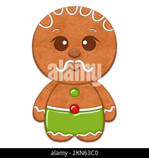 Cute Christmas gingerbread cookie for different holidays designs. Stock Photo