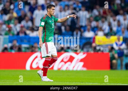 Lusail, Qatar. 26th Nov, 2022. Soccer: World Cup, Argentina - Mexico, preliminary round, Group C, Matchday 2, Lusail Iconic Stadium, Mexico's Hector Moreno gestures. Credit: Tom Weller/dpa/Alamy Live News Stock Photo