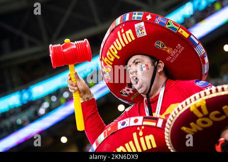 Lusail, Qatar. 26th Nov, 2022. Soccer: World Cup, Argentina - Mexico, preliminary round, Group C, Matchday 2, Lusail Iconic Stadium, Mexican fan before the match. Credit: Tom Weller/dpa/Alamy Live News Stock Photo