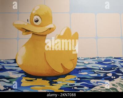 'Rubber Duck' - Ausstellung Banksy im Technikum in Mülheim-Ruhr Stock Photo